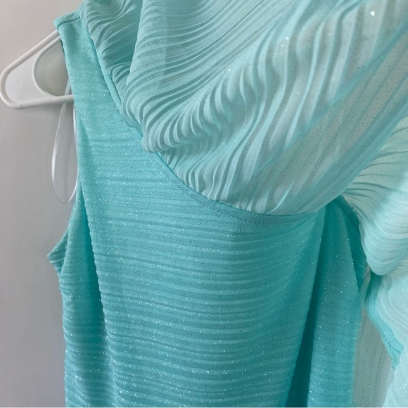 NWT Windsor Sparkly Glitter One Shoulder Sheer Flounce Bodycon Mini Dress Mint 2 - Picture 9 of 14